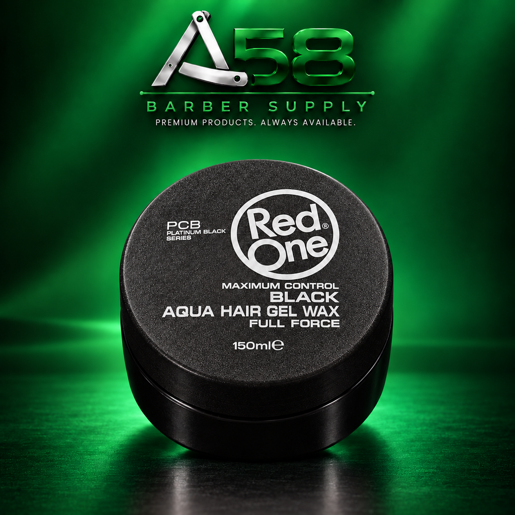 RedOne Black hair styling wax, 150 mL, with A58 Barber Supply branding