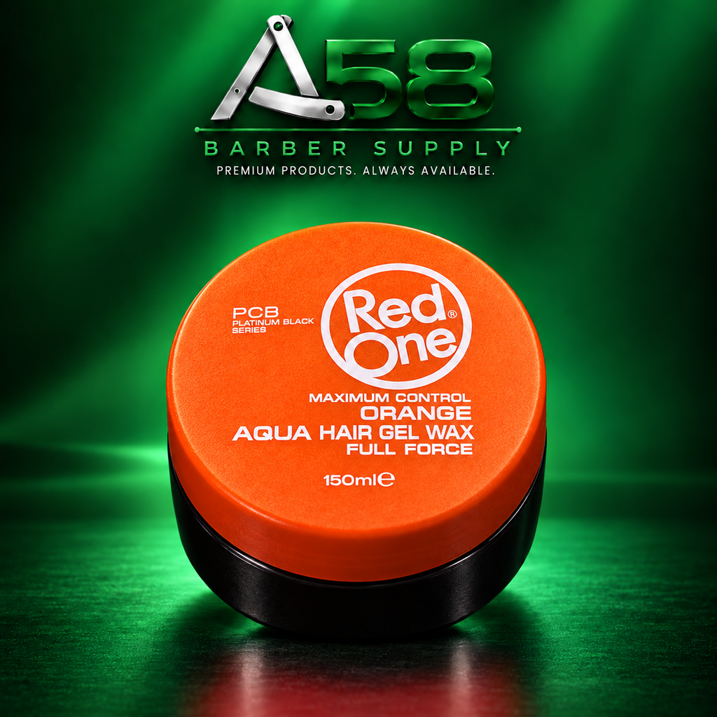 RedOne Orange hair styling wax, 150 mL, with A58 Barber Supply branding