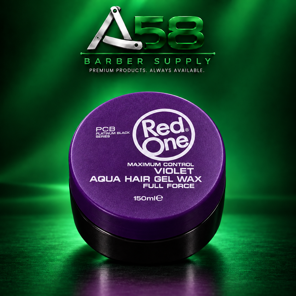 RedOne Violet hair styling wax, 150 mL, with A58 Barber Supply branding