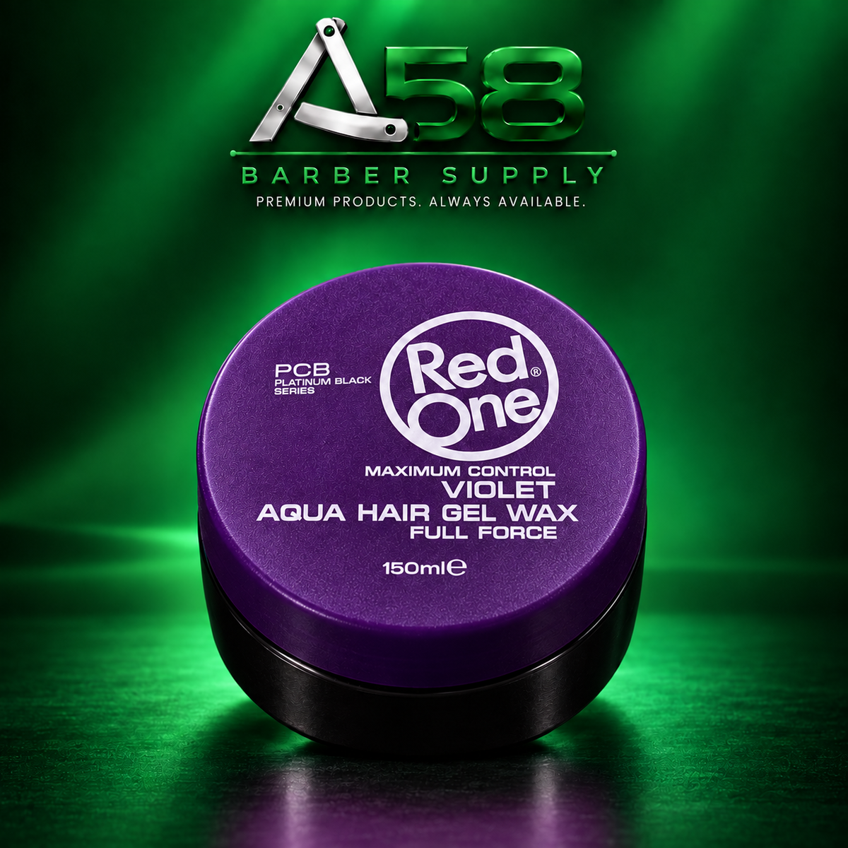 RedOne Violet hair styling wax, 150 mL, with A58 Barber Supply branding